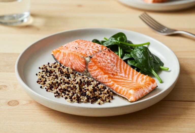 Saumon, quinoa et épinards