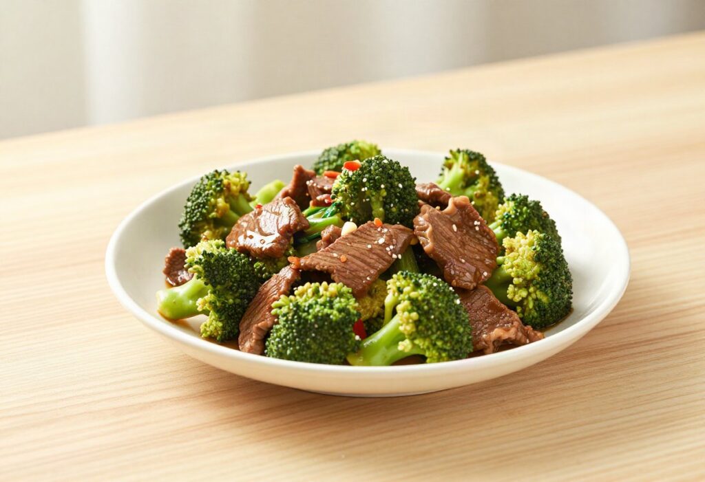 Stir-fried beef with broccoli