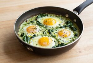 Green shakshuka with spinach
