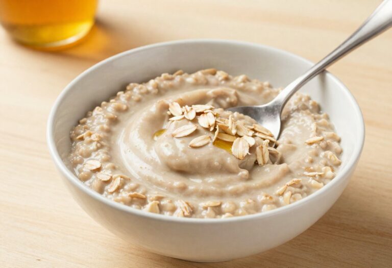 Oat bran cooked as porridge