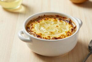 Soupe à l’oignon gratinée légère