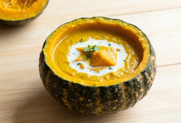Squash soup with curry and coconut milk