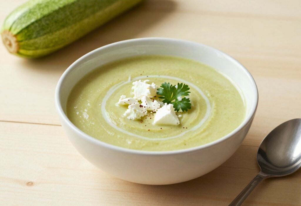 Courgette and goat's cheese soup