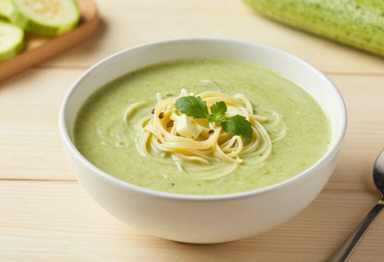 Courgette soup with vermicelli