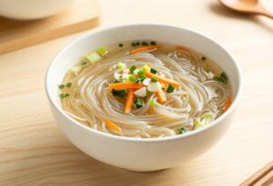 Soupe de légumes et vermicelles à l’asiatique