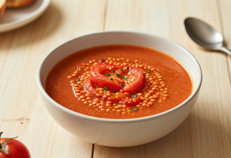 Soupe de lentilles corail à la tomate