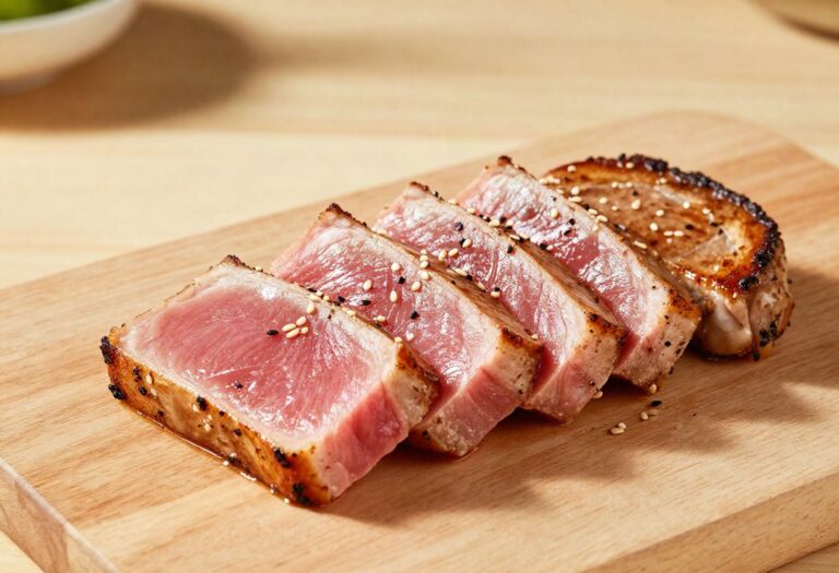 Seared yellowfin tuna steak