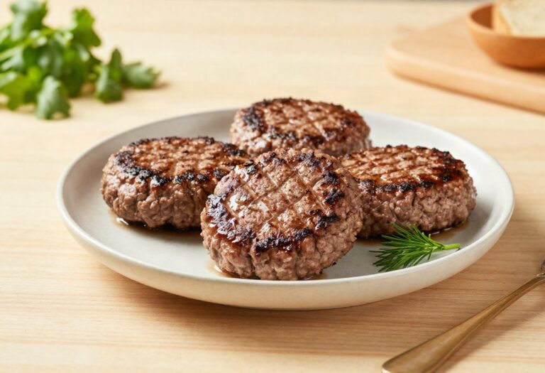 Cooked minced beef patties