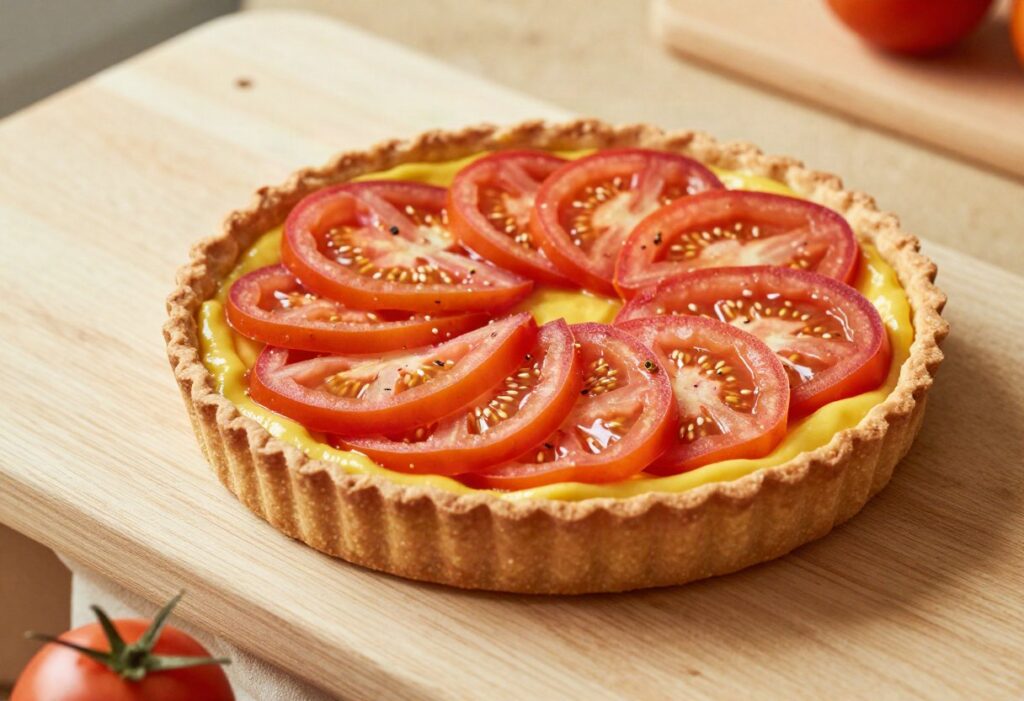 Thin tomato and mustard tart