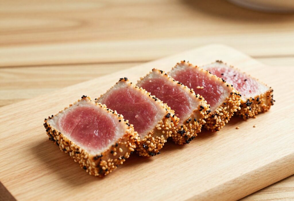Medium-rare tuna with sesame