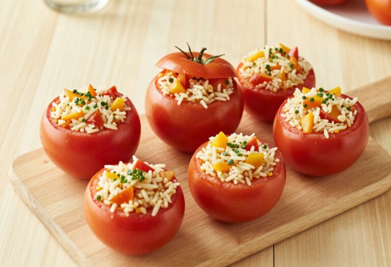 Tomatoes stuffed with rice and vegetables