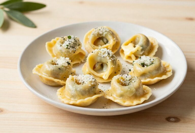 Cheese tortellini with butter and sage