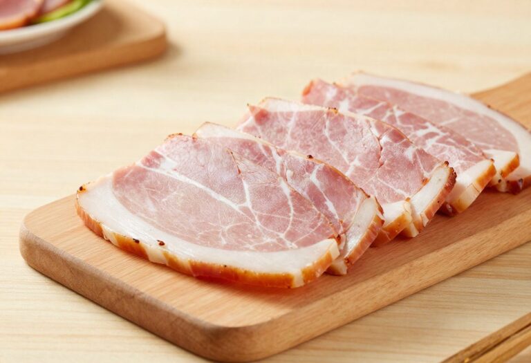 Slices of cooked ham