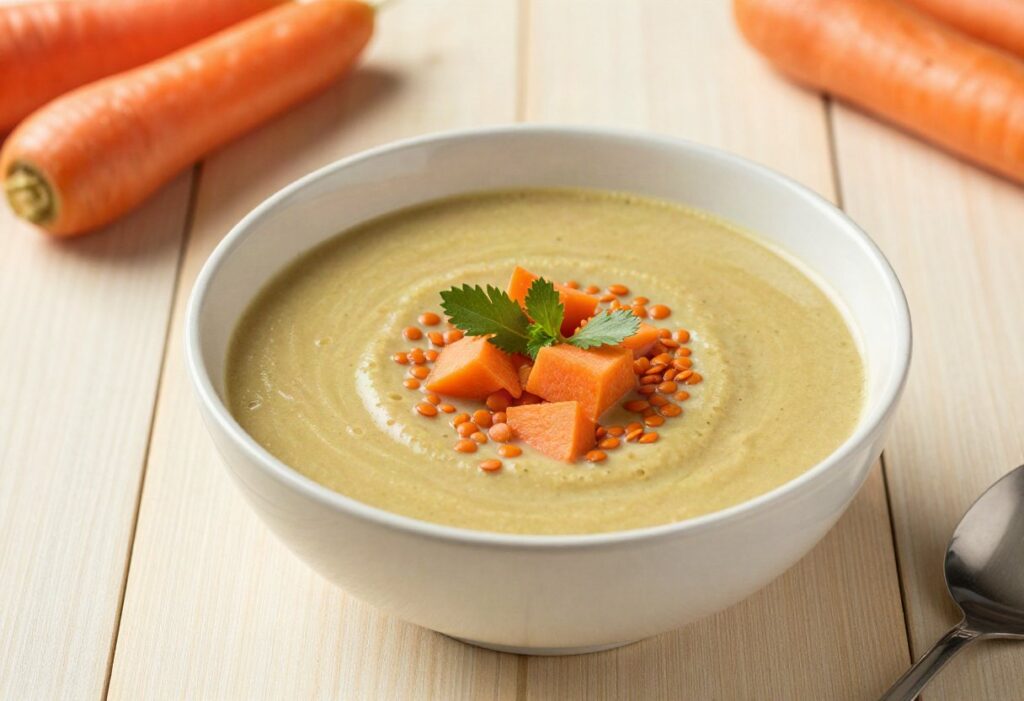 Carrot and red lentil velouté