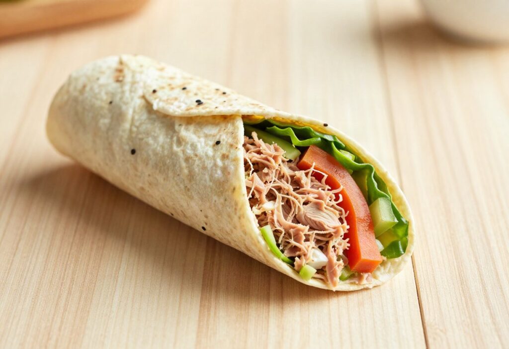 Tuna and raw vegetable wrap